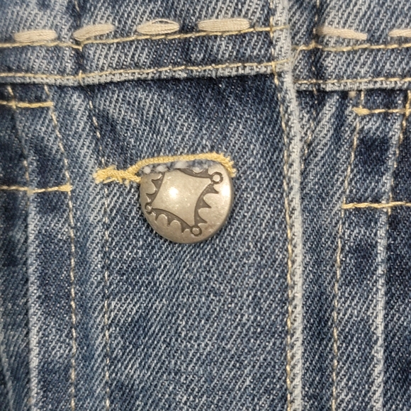 Double D Ranch x Kimo Sabe Denim Jacket Medium Flag Back Pins Western Boho - Picture 4 of 9